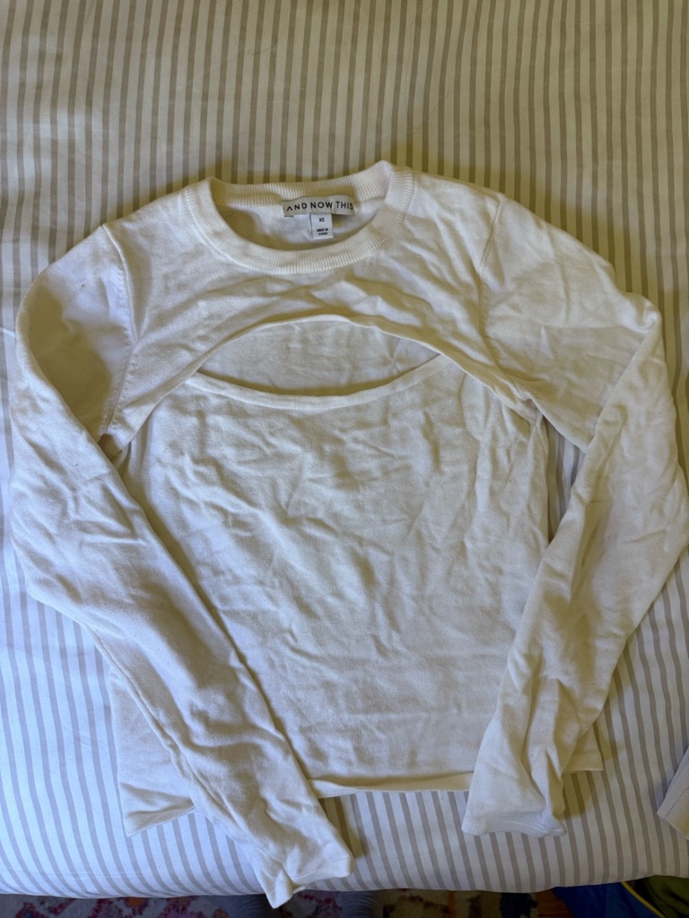 AND NOW THIS White Long-Sleeve Cutout Top